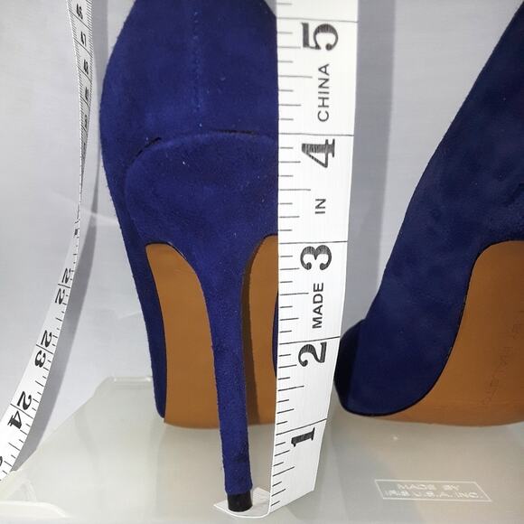 HALSTON Purple Blue Suede 4" Stiletto Skinny Heels Size 5.5 Petite Pumps Retro - Picture 8 of 12